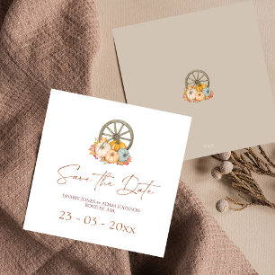 Wagon Wheel Rustic Autumn Wedding Save The Date