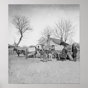 Wagons and camera of Sam A Cooley Photographer Poster