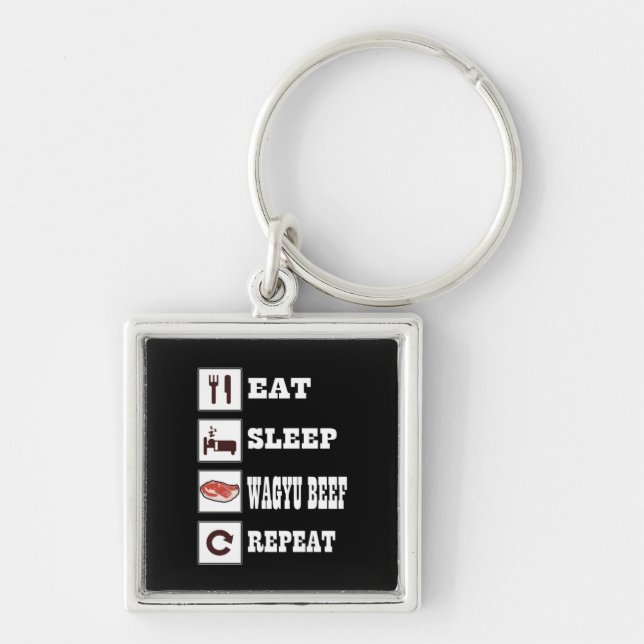 Wagyu Beef Steak BBQ Enthusiast Grill Barbecue Key Ring (Front)