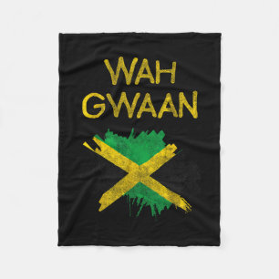 Wah Gwaan Jamaica Flag Jamaican Pride Reggae Vacat Fleece Blanket
