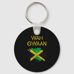 Wah Gwaan Jamaica Flag Jamaican Pride Reggae Vacat Key Ring