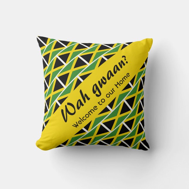 WAH GWAAN? Jamaican Patois Welcome Cushion (Front)