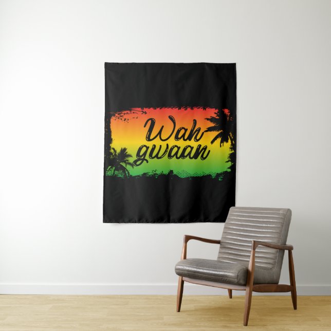 Wah Gwaan Jamaican Rastafarian Caribbean Tapestry (In Situ)