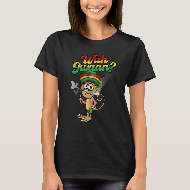 Wah Gwaan    Patois Jamaica Monkey Jamaican Slang T-Shirt (Front)