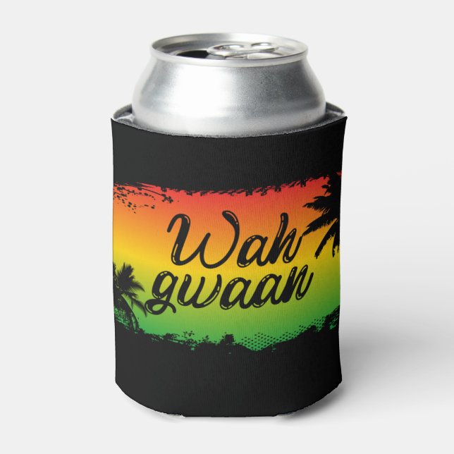 Wah Gwan Jamaican Whappen Rasta Flag Colours Can Cooler (Can Front)