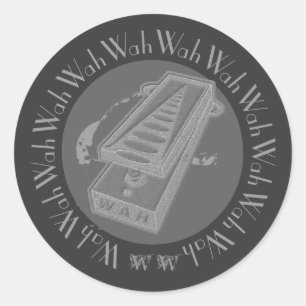Wah Wah Pedal Grey Classic Round Sticker