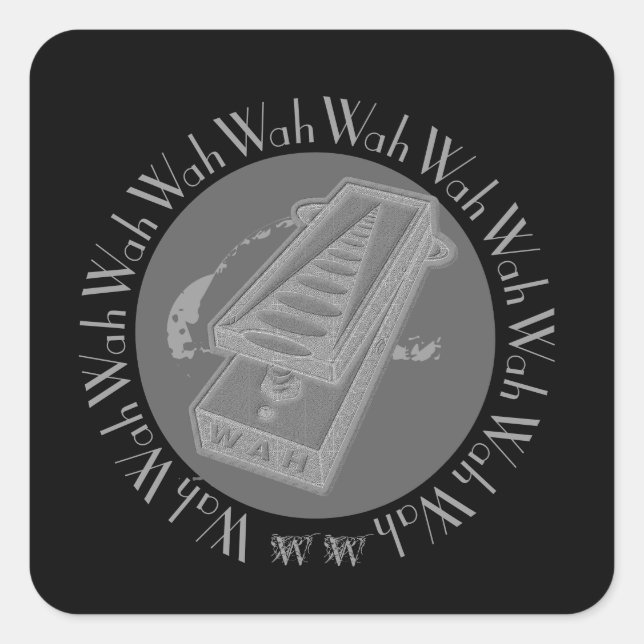 Wah Wah Pedal Grey Square Sticker (Front)