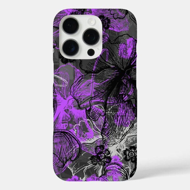 Wahine Lace Hawaiian Orchid Black Case-Mate iPhone Case (Back)