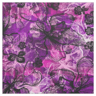 Wahine Lace Hawaiian Orchid Collage Fabric