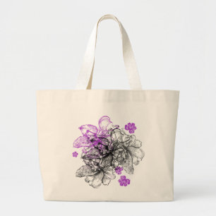 Wahine Lace Hawaiian Orchid Large Tote Bag