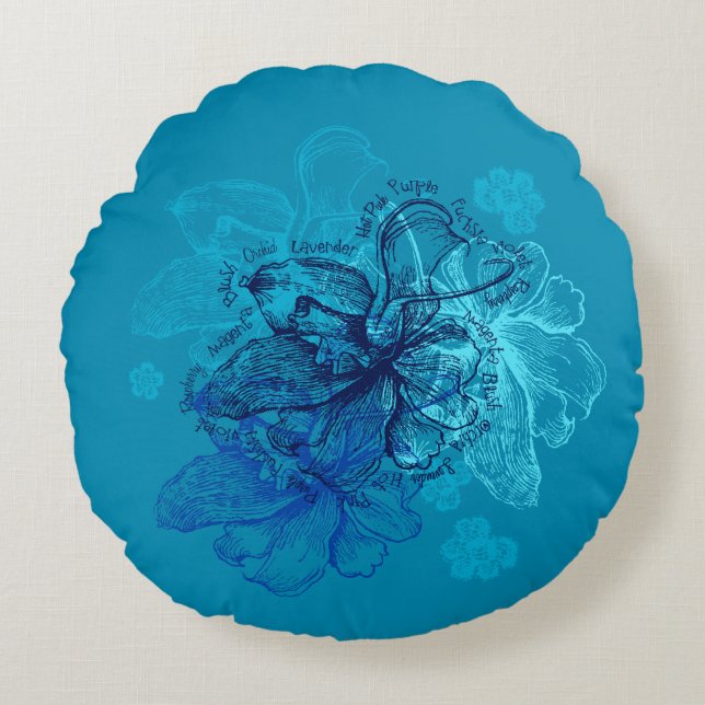 Wahine Lace Hawaiian Orchid Reversible Round Cushion (Front)