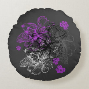 Wahine Lace Hawaiian Orchid Reversible Round Cushion