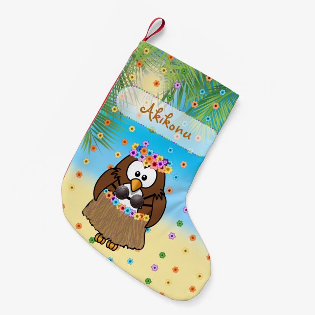 wahine owl Christmas sock (Front (Hanging))