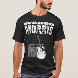 Wahoo Morris T, White on Black: Guitar & Amp T-Shirt