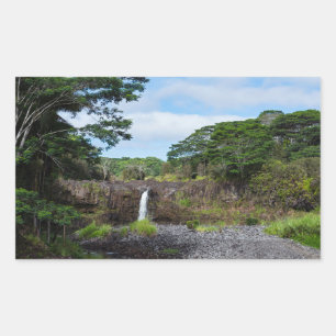 wai'ale falls in wailuku river state park rectangular sticker