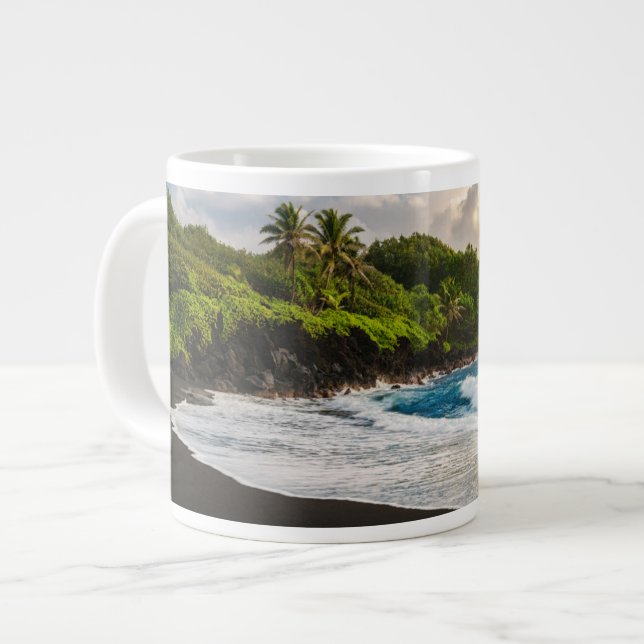 Waianapanapa Beach Large Coffee Mug (Front Left)