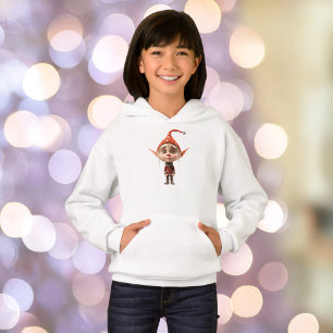 Waifish Girl Christmas Elf Girl's Pullover Hoodie