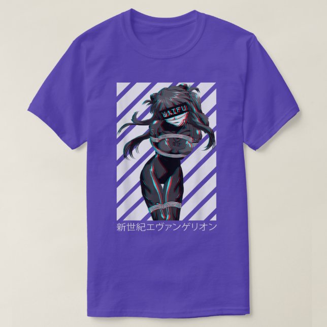 Waifu Anime Girl Anime Aesthetic Glitch Japanese  T-Shirt (Design Front)