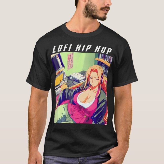 Waifu Manga Anime Girl 90S Retro Lofi Hip Hop T-Shirt (Front)