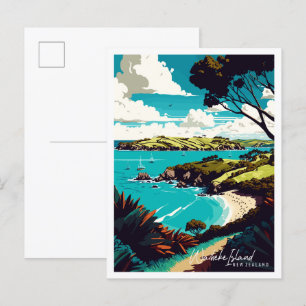 Waiheke Island New Zealand vintage travel  Postcard