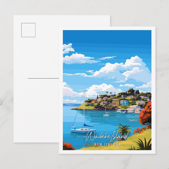 Waiheke Island New Zealand vintage travel  Postcard (Front/Back)