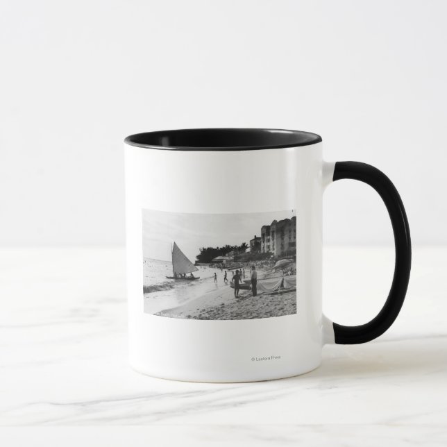 Waikiki Beach and Boats Honolulu Mug (Right)