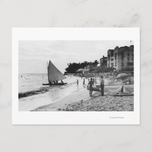 Waikiki Beach and Boats Honolulu Postcard (Front)