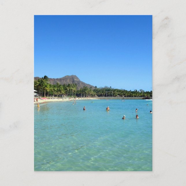 Waikiki Beach and Diamond Head Crater, Hawaii Postcard (Front)
