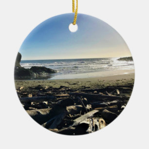 Waikiki Beach, Cape Disappointment, Washington Ceramic Tree Decoration