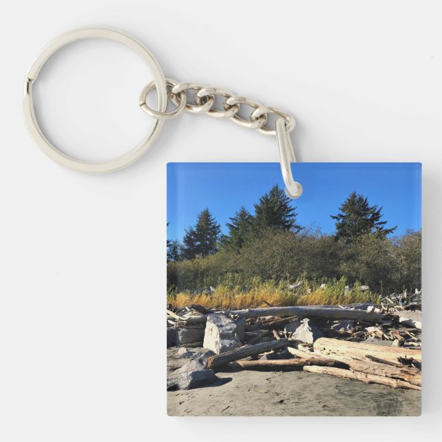 Waikiki Beach, Cape Disappointment, Washington Key Ring (Front)