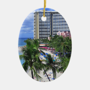 Waikiki Beach Ceramic Tree Decoration