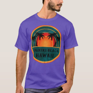 Waikiki Beach Hawaii Beach Retro Sunset T-Shirt