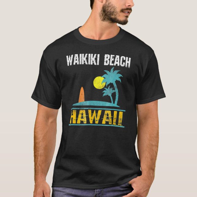 Waikiki Beach Hawaii Summer Surf T-Shirt (Front)