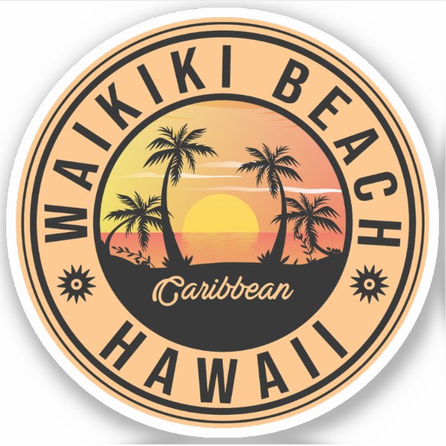 Waikiki Beach - Hawaii Sunrise Palm tree (Front)