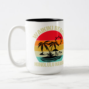Waikiki Beach Hawaii Two-Tone Coffee Mug