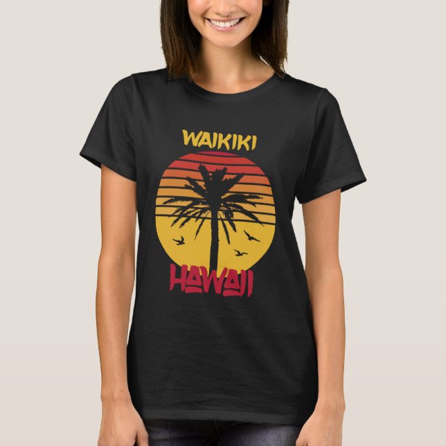 Waikiki Beach Hawaii Vacation Ocean Surfing T-Shirt (Front)