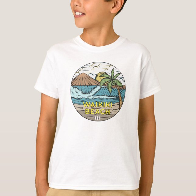 Waikiki Beach Hawaii Vintage T-Shirt (Front)