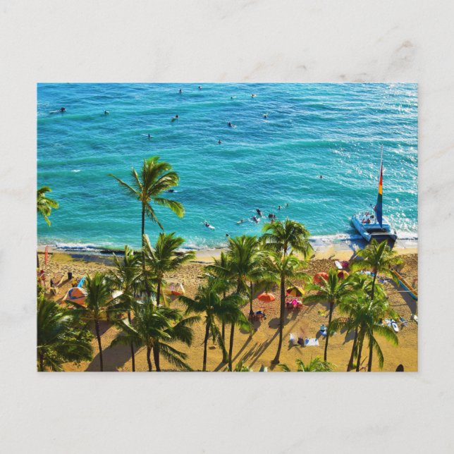 Waikiki Beach  Holiday Postcard (Front)