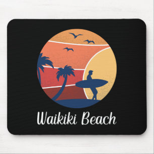 Waikiki Beach Honolulu Hawaii Surfing Surfer Vinta Mouse Mat