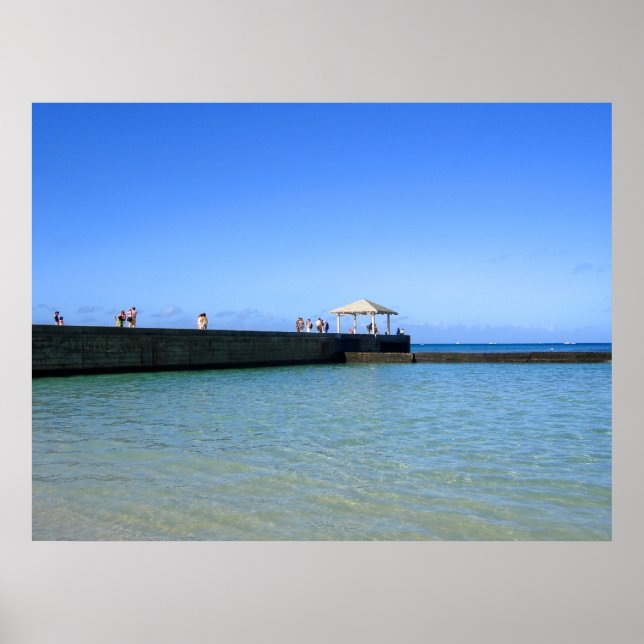 Waikiki Beach, Honolulu, Oahu, Hawaii, USA Poster (Front)