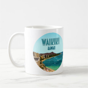Waikiki Beach Honolulu Oahu Hawaii Vintage Coffee Mug