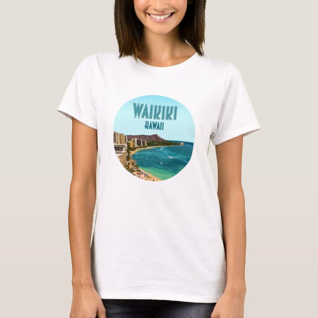 Waikiki Beach Honolulu Oahu Hawaii Vintage T-Shirt (Front)