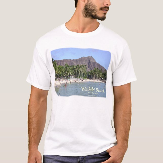 Waikiki Beach, Kuhio Beach, Palms, Diamond Head! T-Shirt (Front)