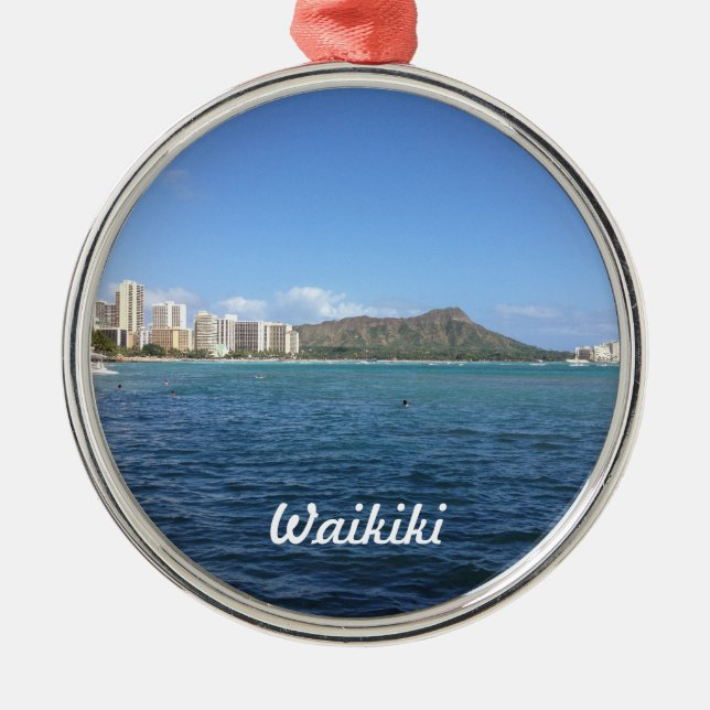 Waikiki Beach Metal Tree Decoration (Front)
