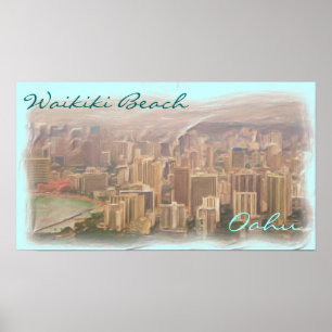 Waikiki Beach Oahu artistic poster