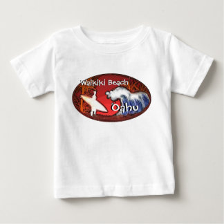 Waikiki Beach Oahu Hawaii baby surfer art tee