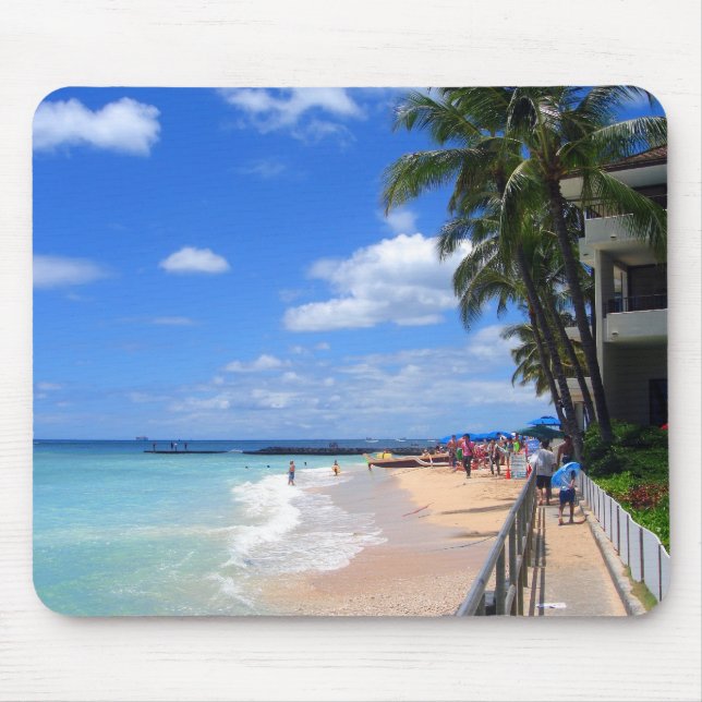 Waikiki Beach, Oahu, Hawaii Mouse Mat (Front)