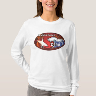 Waikiki Beach Oahu Hawaii surfer waves art hoodie T-Shirt