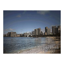 Waikiki Beach Oahu hawaiian scenic poster