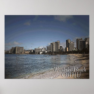 Waikiki Beach Oahu hawaiian scenic poster